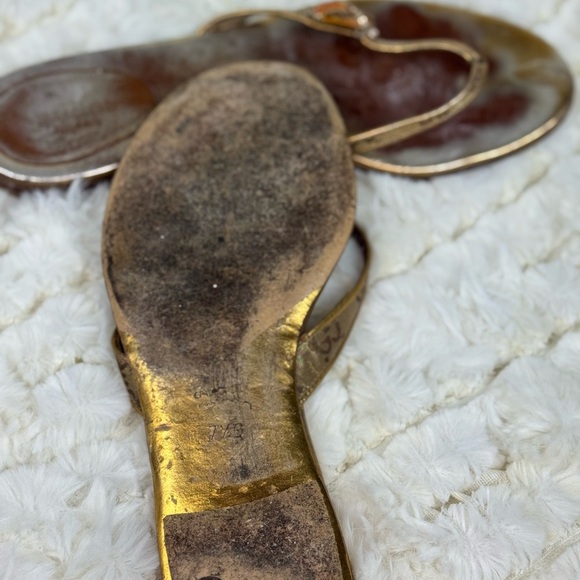 Gucci Gold and Brown Sandals with Metallic Straps - Picture 9 of 11